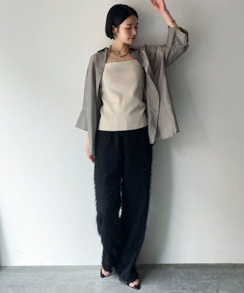 Doux archives（ドゥアルシーヴ）の「カップ付きニットキャミ（キャミソール・レディース・ベージュ/ブラック・FREE）」の9枚目の写真