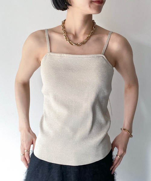 Doux archives（ドゥアルシーヴ）の「カップ付きニットキャミ（キャミソール・レディース・ベージュ/ブラック・FREE）」の4枚目の写真