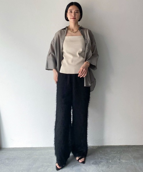 Doux archives（ドゥアルシーヴ）の「カップ付きニットキャミ（キャミソール・レディース・ベージュ/ブラック・FREE）」の10枚目の写真