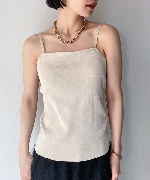 Doux archives（ドゥアルシーヴ）の「カップ付きニットキャミ（キャミソール・レディース・ベージュ/ブラック・FREE）」の5枚目の写真