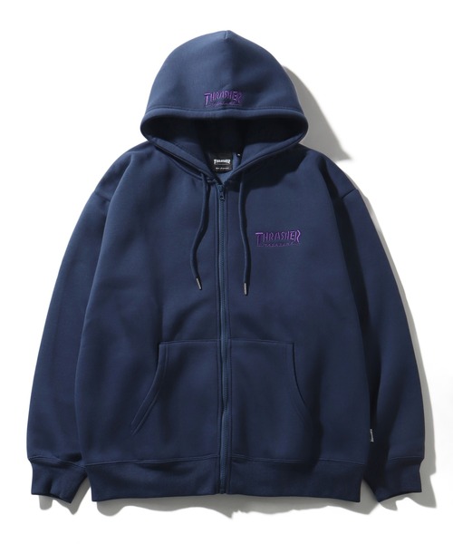 THRASHER（スラッシャー）の「【THRASHER/スラッシャー】裏起毛 ロゴ刺繍 スウェット ジップアップパーカー（パーカー・メンズ・ブラック/アッシュグレー/ブラック系その他/ネイビー/ホワイト/グリーン/ブラウン/アイボリー/ワイン・M/L/XL）」の8枚目の写真