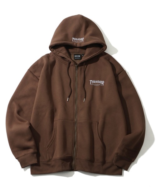 セール】【THRASHER/スラッシャー】裏起毛 ロゴ刺繍 スウェット ジップ
