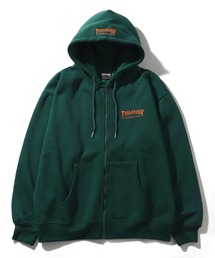 【THRASHER/スラッシャー】裏起毛 ロゴ刺繍 スウェット ジップアップパーカー