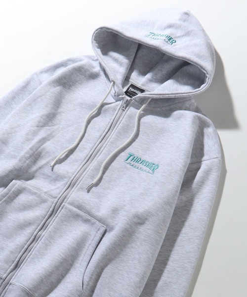 THRASHER（スラッシャー）の「【THRASHER/スラッシャー】裏起毛 ロゴ刺繍 スウェット ジップアップパーカー（パーカー・メンズ・ブラック/アッシュグレー/ブラック系その他/ネイビー/ホワイト/グリーン/ブラウン/アイボリー/ワイン・M/L/XL）」の13枚目の写真