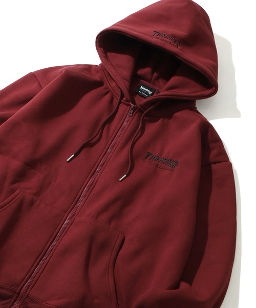 THRASHER フーディー 赤 Lサイズ セール】【THRASHER/スラッシャー】裏起毛 ロゴ刺繍 スウェット ジップ
