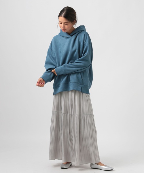 BAYFLOW（ベイフロー）の「[落ち感のある生地]プリーツ切り替えスカート（スカート・レディース・グレー/ベージュ/ブルー・SMALL/MEDIUM）」の14枚目の写真