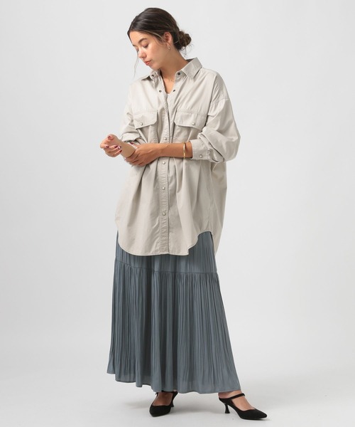 BAYFLOW（ベイフロー）の「[落ち感のある生地]プリーツ切り替えスカート（スカート・レディース・グレー/ベージュ/ブルー・SMALL/MEDIUM）」の20枚目の写真