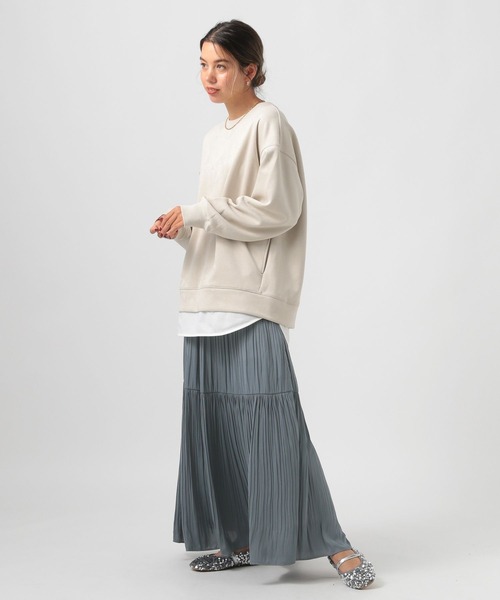 BAYFLOW（ベイフロー）の「[落ち感のある生地]プリーツ切り替えスカート（スカート・レディース・グレー/ベージュ/ブルー・SMALL/MEDIUM）」の21枚目の写真