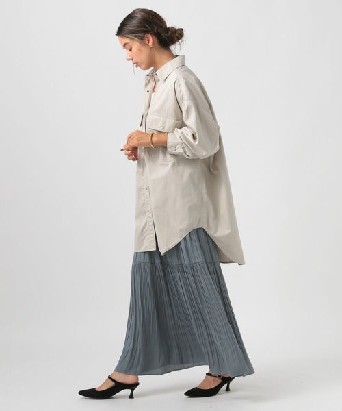 BAYFLOW（ベイフロー）の「[落ち感のある生地]プリーツ切り替えスカート（スカート・レディース・グレー/ベージュ/ブルー・SMALL/MEDIUM）」の22枚目の写真