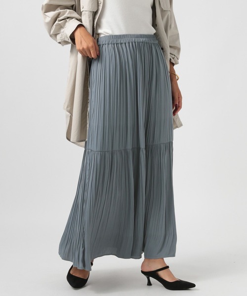 BAYFLOW（ベイフロー）の「[落ち感のある生地]プリーツ切り替えスカート（スカート・レディース・グレー/ベージュ/ブルー・SMALL/MEDIUM）」の12枚目の写真