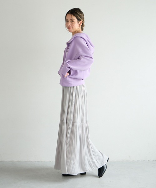 BAYFLOW（ベイフロー）の「[落ち感のある生地]プリーツ切り替えスカート（スカート・レディース・グレー/ベージュ/ブルー・SMALL/MEDIUM）」の6枚目の写真