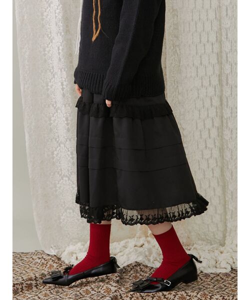 merry jenny(メリージェニー)の「タックフリルミディスカート(スカート・レディース・ブラック/グレー・FREE)」の20枚目の写真