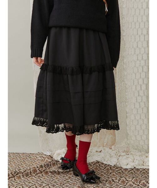 merry jenny(メリージェニー)の「タックフリルミディスカート(スカート・レディース・ブラック/グレー・FREE)」の18枚目の写真