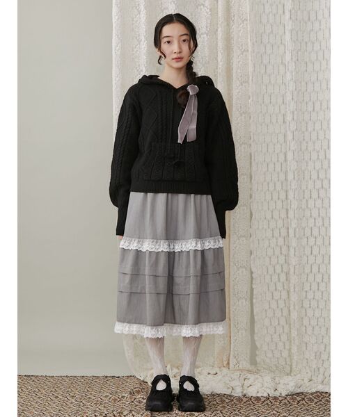 merry jenny(メリージェニー)の「タックフリルミディスカート(スカート・レディース・ブラック/グレー・FREE)」の11枚目の写真