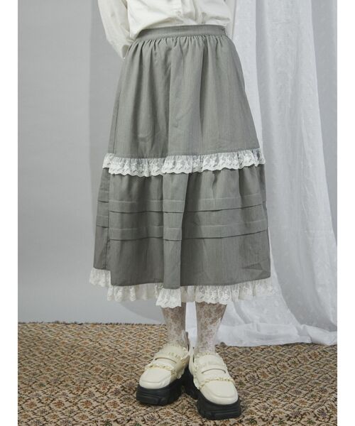 merry jenny(メリージェニー)の「タックフリルミディスカート(スカート・レディース・ブラック/グレー・FREE)」の10枚目の写真