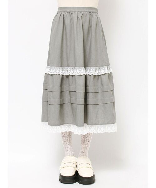 merry jenny(メリージェニー)の「タックフリルミディスカート(スカート・レディース・ブラック/グレー・FREE)」の5枚目の写真