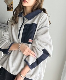 Java | 《JaVa ジャバコラボ》レトロが気分。エルボ―パッチ ハーフジップ フリース オーバーサイズ プルオーバー(スウェット)