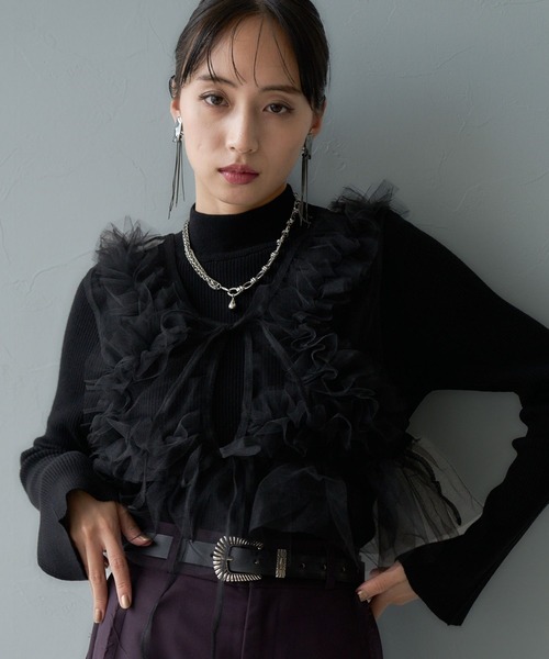 HARE（ハレ）の「2Pビスチェ＊タイトニット(HARE)（ニット/セーター・レディース・ブラック/レッド・FREE）」の8枚目の写真