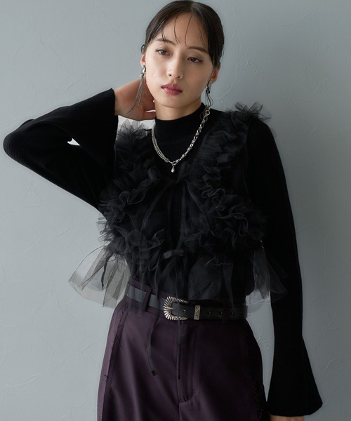 HARE（ハレ）の「2Pビスチェ＊タイトニット(HARE)（ニット/セーター・レディース・ブラック/レッド・FREE）」の10枚目の写真