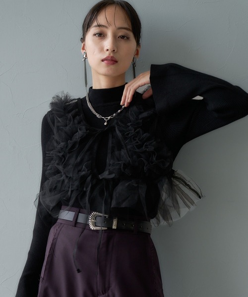 HARE（ハレ）の「2Pビスチェ＊タイトニット(HARE)（ニット/セーター・レディース・ブラック/レッド・FREE）」の12枚目の写真