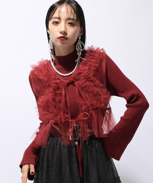 HARE（ハレ）の「2Pビスチェ＊タイトニット(HARE)（ニット/セーター・レディース・ブラック/レッド・FREE）」の15枚目の写真