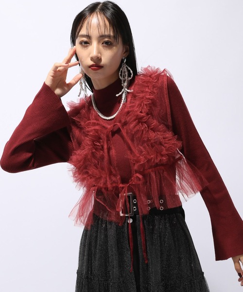 HARE（ハレ）の「2Pビスチェ＊タイトニット(HARE)（ニット/セーター・レディース・ブラック/レッド・FREE）」の17枚目の写真