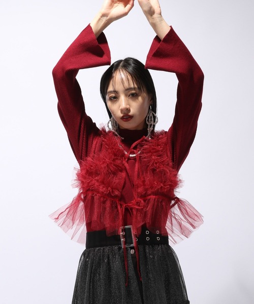 HARE（ハレ）の「2Pビスチェ＊タイトニット(HARE)（ニット/セーター・レディース・ブラック/レッド・FREE）」の18枚目の写真