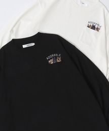 SITRY（シトリー）の「SITRY Embroidery Pocket T-shirt/別注 オーバーサイズ 犬 猫 おばけ フラワー ワンポイント刺繍 ポケット付き ロンＴ 長袖Ｔシャツ レディース メンズ（Tシャツ/カットソー・メンズ）」