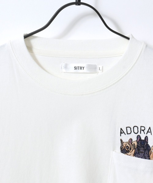 SITRY(シトリー)の「SITRY Embroidery Pocket T-shirt/別注 オーバーサイズ 犬 猫 おばけ フラワー ワンポイント刺繍 ポケット付き ロンT 長袖Tシャツ レディース メンズ(Tシャツ/カットソー・メンズ・ブラック/ホワイト系その他2/ブラック系その他3/ブラック系その他2/ブラック系その他/ホワイト/ホワイト系その他/ホワイト系その他3・M/L/XL)」の16枚目の写真