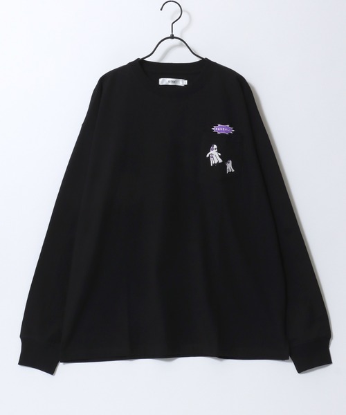 SITRY(シトリー)の「SITRY Embroidery Pocket T-shirt/別注 オーバーサイズ 犬 猫 おばけ フラワー ワンポイント刺繍 ポケット付き ロンT 長袖Tシャツ レディース メンズ(Tシャツ/カットソー・メンズ・ブラック/ホワイト系その他2/ブラック系その他3/ブラック系その他2/ブラック系その他/ホワイト/ホワイト系その他/ホワイト系その他3・M/L/XL)」の20枚目の写真