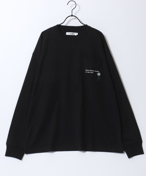 SITRY(シトリー)の「SITRY Embroidery Pocket T-shirt/別注 オーバーサイズ 犬 猫 おばけ フラワー ワンポイント刺繍 ポケット付き ロンT 長袖Tシャツ レディース メンズ(Tシャツ/カットソー・メンズ・ブラック/ホワイト系その他2/ブラック系その他3/ブラック系その他2/ブラック系その他/ホワイト/ホワイト系その他/ホワイト系その他3・M/L/XL)」の12枚目の写真