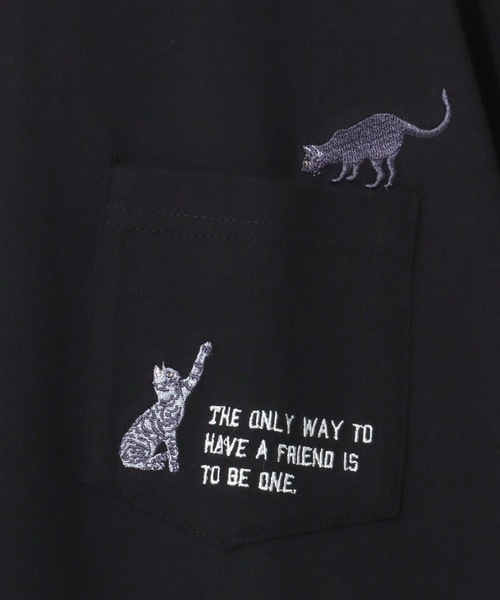 SITRY(シトリー)の「SITRY Embroidery Pocket T-shirt/別注 オーバーサイズ 犬 猫 おばけ フラワー ワンポイント刺繍 ポケット付き ロンT 長袖Tシャツ レディース メンズ(Tシャツ/カットソー・メンズ・ブラック/ホワイト系その他2/ブラック系その他3/ブラック系その他2/ブラック系その他/ホワイト/ホワイト系その他/ホワイト系その他3・M/L/XL)」の18枚目の写真