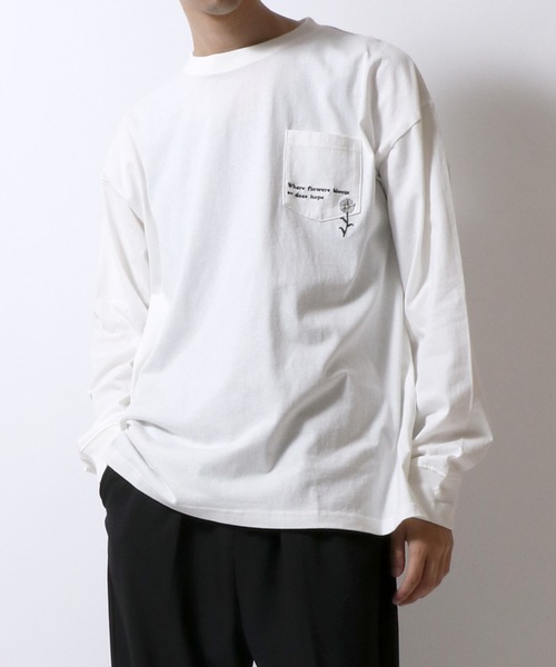 ENNOY POCKET & CREW ロングTシャツ ホワイト ポケットタグ ENNOY POCKET & CREW ロングTシャツ ホワイト ポケットタグ
