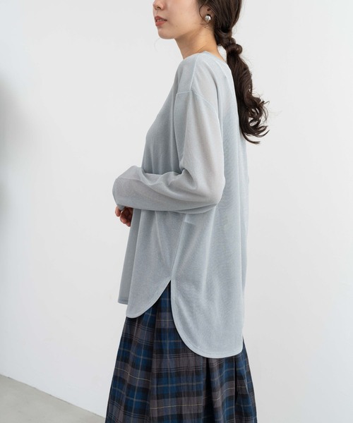 refinedworks(リファインドワークス)の「【refinedworkds】 ラメ生地で肌側はチクチクしないカットソー!(Tシャツ/カットソー・レディース・グレー/オフホワイト/ブラック・FREE)」の8枚目の写真