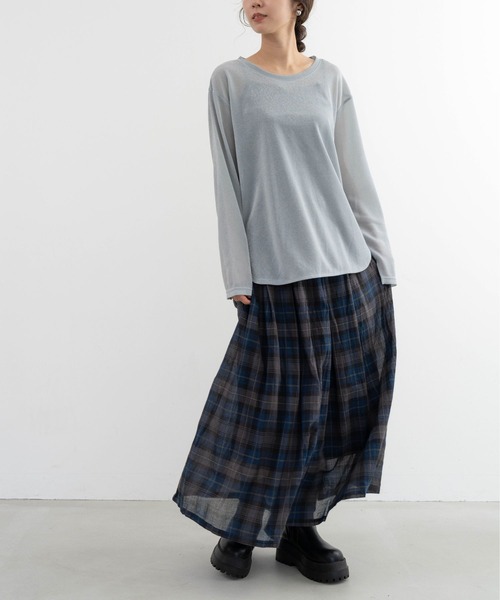 refinedworks(リファインドワークス)の「【refinedworkds】 ラメ生地で肌側はチクチクしないカットソー!(Tシャツ/カットソー・レディース・グレー/オフホワイト/ブラック・FREE)」の20枚目の写真