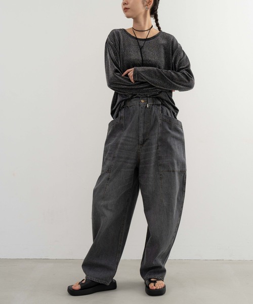refinedworks(リファインドワークス)の「【refinedworkds】 ラメ生地で肌側はチクチクしないカットソー!(Tシャツ/カットソー・レディース・グレー/オフホワイト/ブラック・FREE)」の10枚目の写真