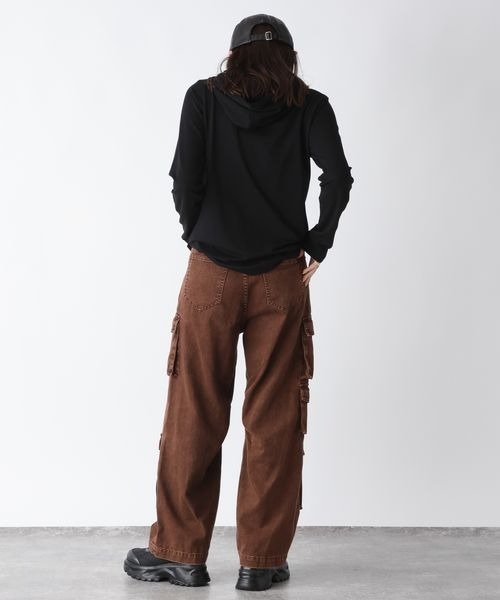 JEANASIS(ジーナシス)の「ストレッチフードLS/149550(パーカー・レディース・ホワイト/ブラック・FREE)」の14枚目の写真