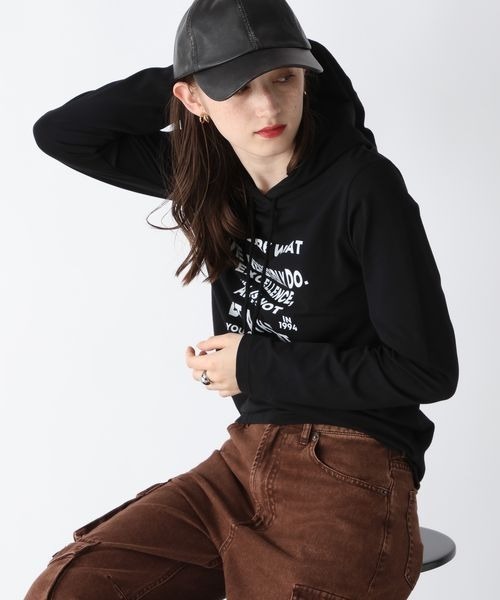 JEANASIS(ジーナシス)の「ストレッチフードLS/149550(パーカー・レディース・ホワイト/ブラック・FREE)」の17枚目の写真