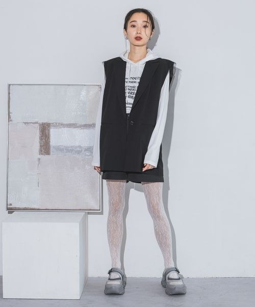 JEANASIS(ジーナシス)の「ストレッチフードLS/149550(パーカー・レディース・ホワイト/ブラック・FREE)」の19枚目の写真