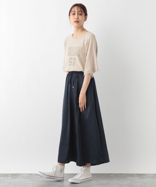 GLOBAL WORK(グローバルワーク)の「ロゴニット*スカーチョSET/138783(その他パンツ・レディース・ライトベージュ/ネイビー/モカ・FREE)」の5枚目の写真