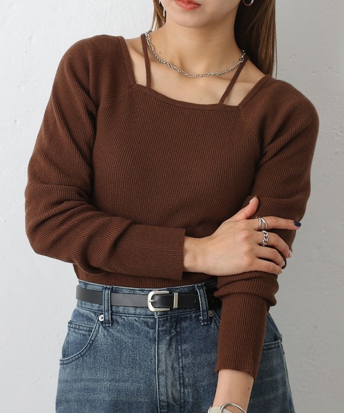 COLONY 2139(コロニートゥーワンスリーナイン)の「PBTレイヤード風ニット(ニット/セーター・レディース・オフホワイト/グレー/ブラック/レッド/グレー系その他/ブルー/ブラウン/ピンク・FREE)」の5枚目の写真