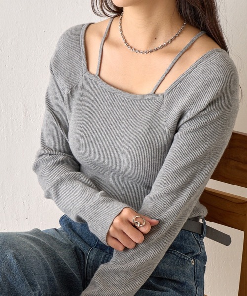 COLONY 2139(コロニートゥーワンスリーナイン)の「PBTレイヤード風ニット(ニット/セーター・レディース・オフホワイト/グレー/ブラック/レッド/グレー系その他/ブルー/ブラウン/ピンク・FREE)」の3枚目の写真