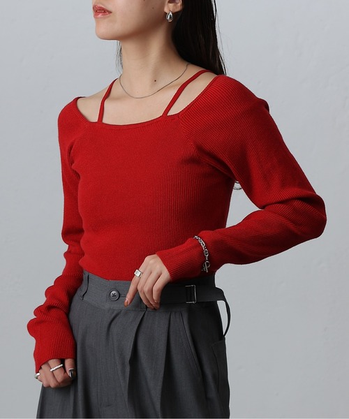 COLONY 2139(コロニートゥーワンスリーナイン)の「PBTレイヤード風ニット(ニット/セーター・レディース・オフホワイト/グレー/ブラック/レッド/グレー系その他/ブルー/ブラウン/ピンク・FREE)」の8枚目の写真