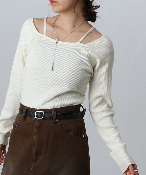 COLONY 2139(コロニートゥーワンスリーナイン)の「PBTレイヤード風ニット(ニット/セーター・レディース・オフホワイト/グレー/ブラック/レッド/グレー系その他/ブルー/ブラウン/ピンク・FREE)」の2枚目の写真