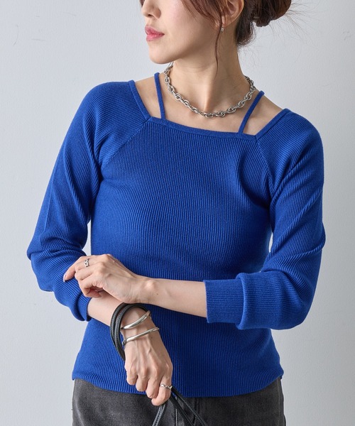 COLONY 2139(コロニートゥーワンスリーナイン)の「PBTレイヤード風ニット(ニット/セーター・レディース・オフホワイト/グレー/ブラック/レッド/グレー系その他/ブルー/ブラウン/ピンク・FREE)」の6枚目の写真