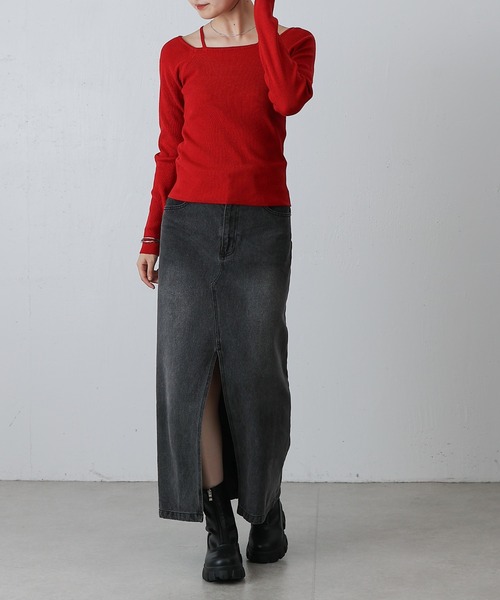 COLONY 2139(コロニートゥーワンスリーナイン)の「PBTレイヤード風ニット(ニット/セーター・レディース・オフホワイト/グレー/ブラック/レッド/グレー系その他/ブルー/ブラウン/ピンク・FREE)」の18枚目の写真