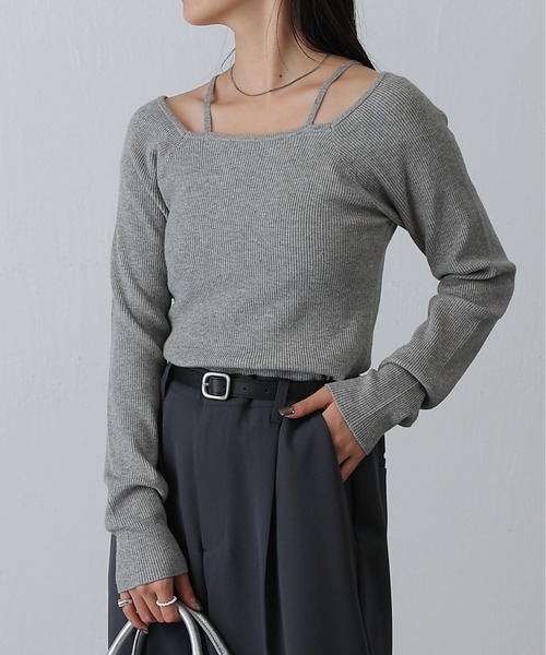 COLONY 2139(コロニートゥーワンスリーナイン)の「PBTレイヤード風ニット(ニット/セーター・レディース・オフホワイト/グレー/ブラック/レッド/グレー系その他/ブルー/ブラウン/ピンク・FREE)」の12枚目の写真