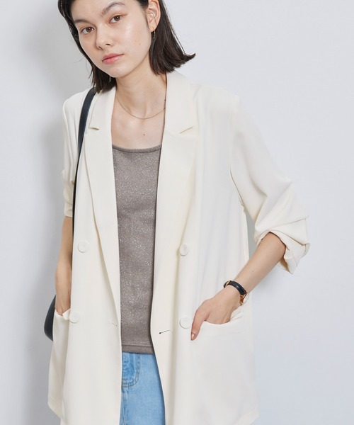 ROPE' PICNIC(ロペピクニック)の「ステファニージャケット(テーラードジャケット・レディース・ベージュ/キナリ/ブラック・38)」の13枚目の写真