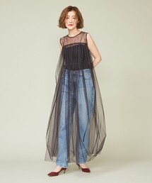 conte（コンテ）の「＜conte＞キュプラ ギャザー ティアードワンピース