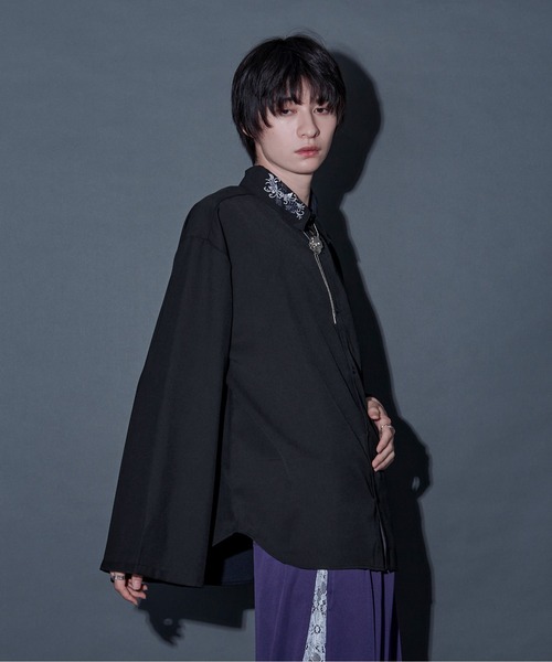 Ellno Loset（エルノロゼット）の「フレアスリーブフラワー刺繍シャツ（シャツ/ブラウス・メンズ・ブラック/ブルー系その他/オフホワイト・MEDIUM/SMALL/LARGE）」の12枚目の写真